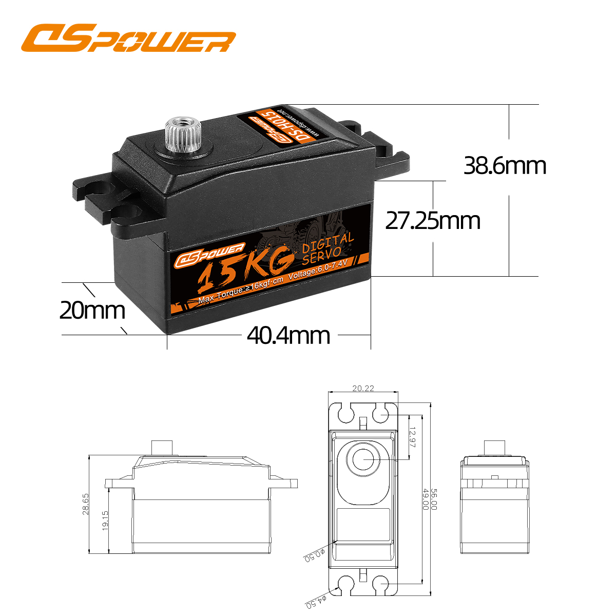 DSpower 15KG High Troque Metal - đánh giá và giá Rc Helicopter Motor